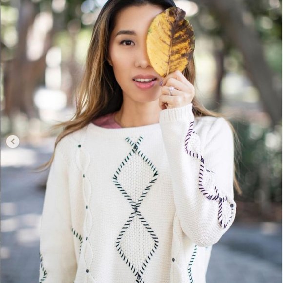 Organic Cotton Studded Cable Sweater - Picture 2 of 6
